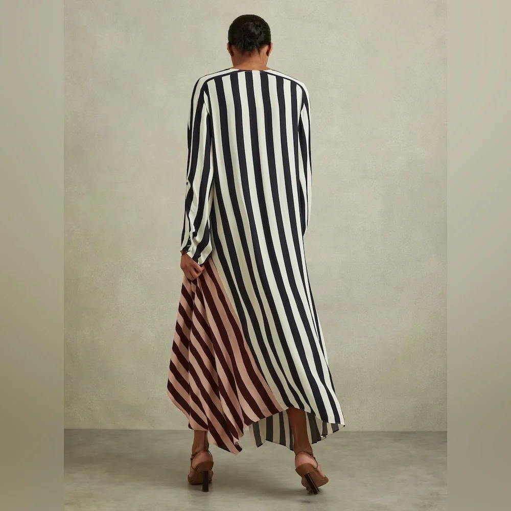 REISS Nola Colourblock Stripe Asymmetric Midi Dress – Excellent Condition - Picture 5 of 14